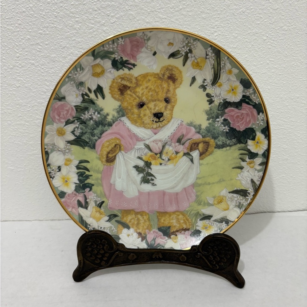 Franklin Mint Collectors Plates Teddy's Spring Bouquet And Teddy’s First Harvest
